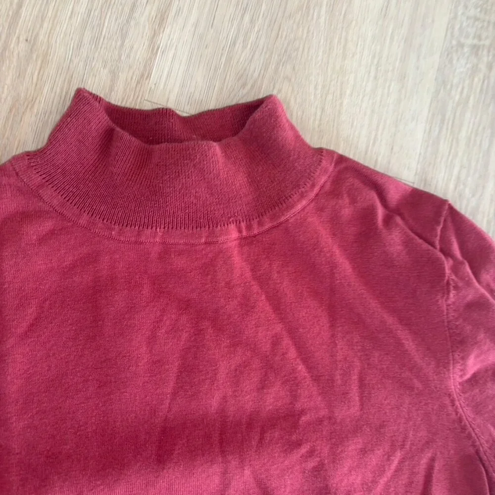 ** PENDLETON Mock Neck Pullover Sweater Women's Size S Cranberry Red Silk Blend - Picture 6 of 8
